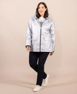 Ciré Gris Argent Femme -Vetements Simples Magasin prod 9750 imper cire gris argent fecirec 666x812 fc7ea0111e0b