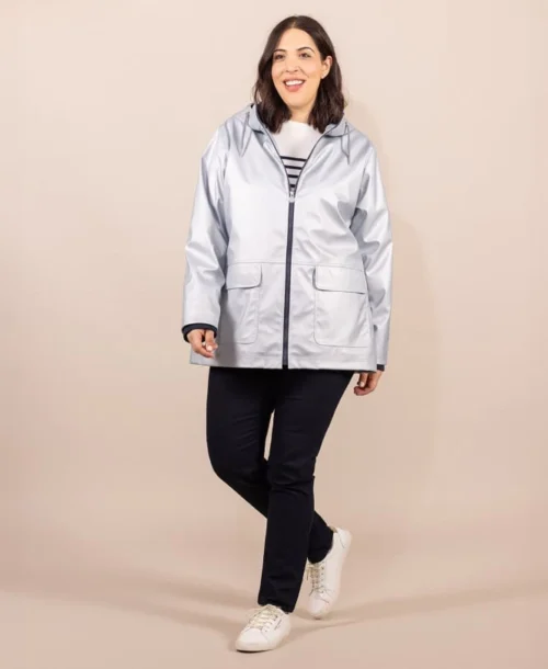 Ciré Gris Argent Femme -Vetements Simples Magasin prod 9750 imper cire gris argent fecirec 666x812 fc7ea0111e0b