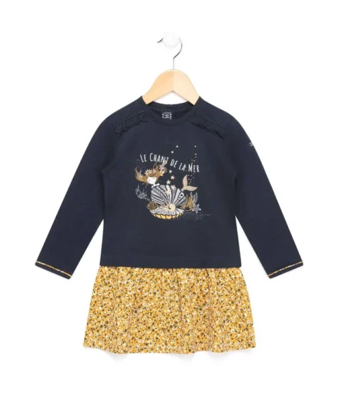 Robe Fille Manches Longues Effet 2 En 1