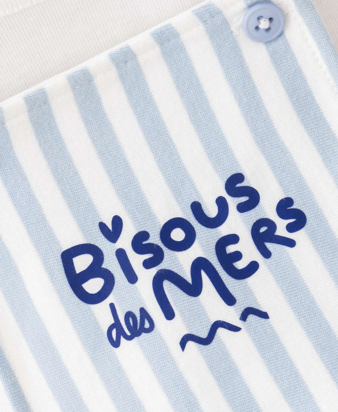 Ensemble Salopette + T-shirt Bébé Rayé Bleu 5 Ensemble Salopette + T-shirt Bébé Rayé Bleu – Image 3