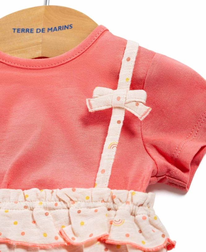 Combicourt Bébé Fille + T-shirt Corail 5 Combicourt Bébé Fille + T-shirt Corail – Image 3