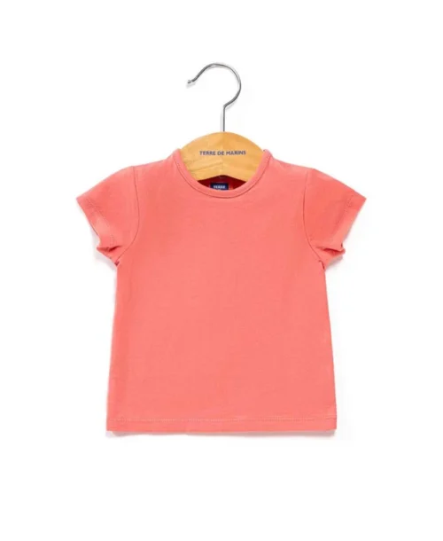 Combicourt Bébé Fille + T-shirt Corail -Vetements Simples Magasin prod 9875 salopette courte haut imprime quarta 666x812 fc7ea0111e0b
