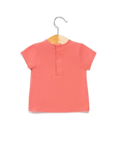 Combicourt Bébé Fille + T-shirt Corail -Vetements Simples Magasin prod 9876 salopette courte haut imprime quarta 666x812 fc7ea0111e0b