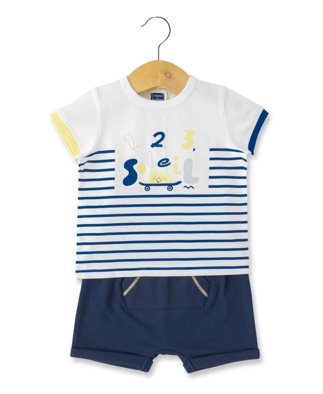 Ensemble Bébé Garçon Short Bleu Marine +t-shirt Rayé 3 Ensemble Bébé Garçon Short Bleu Marine +t-shirt Rayé