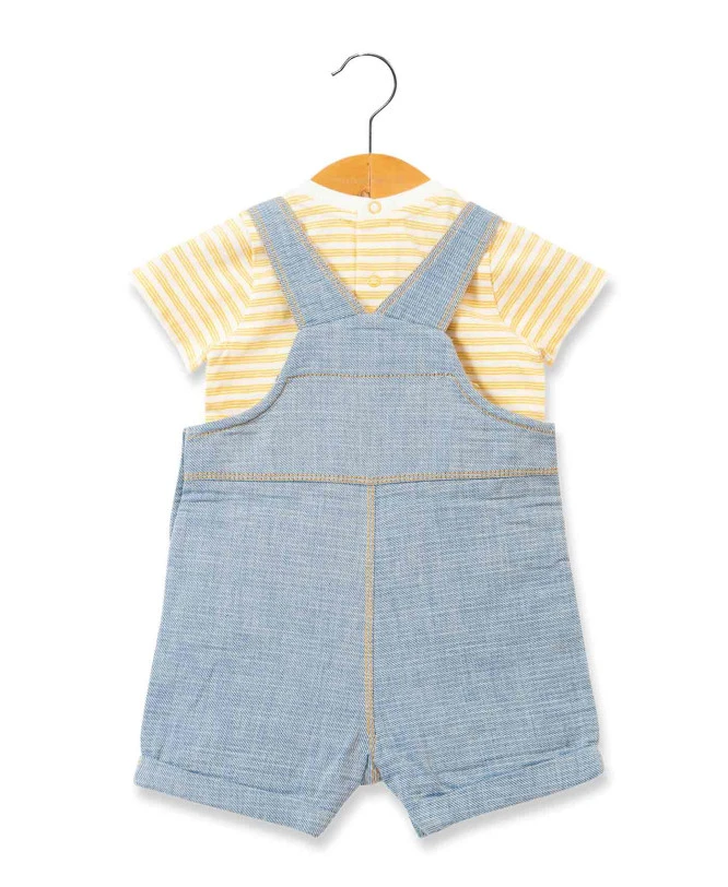 Ensemble Bébé Garçon Salopette Jean + T-shirt 4 Ensemble Bébé Garçon Salopette Jean + T-shirt – Image 2