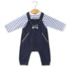 Ensemble Bébé Garçon Salopette Bleu Marine + Marinière