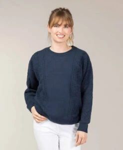 Pull Ajouré Femme Bleu Marine