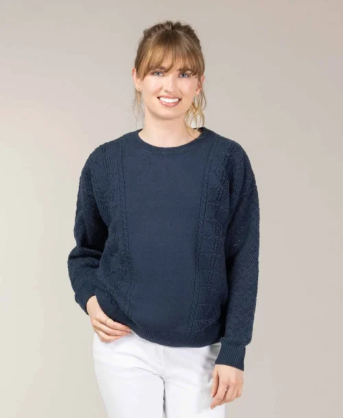 Pull Ajouré Femme Bleu Marine