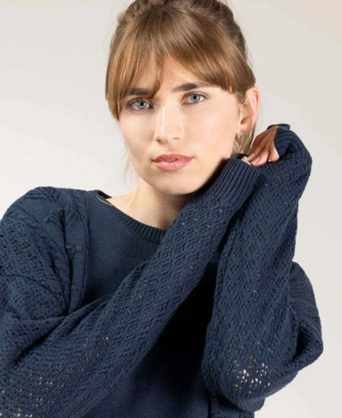 Pull Ajouré Femme Bleu Marine -Vetements Simples Magasin prod 9965 pull indigo kajour 666x812 fc7ea0111e0b