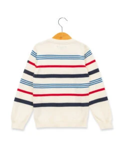 Pull Rayé Garçon Fond Blanc Rayé Rouge Et Bleu -Vetements Simples Magasin prod 9967 pull fond blanc casse raye multicol kolby 666x812 fc7ea0111e0b