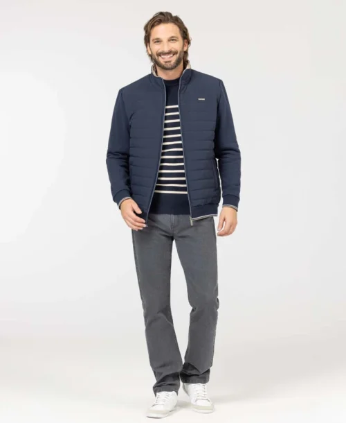 Veste Bleu Marine Bi-matière Homme